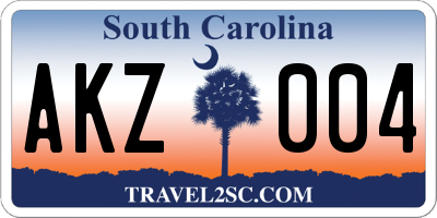 SC license plate AKZ004