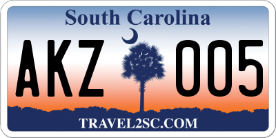 SC license plate AKZ005