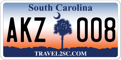 SC license plate AKZ008