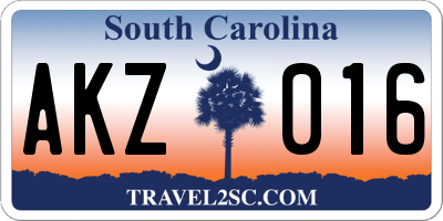 SC license plate AKZ016