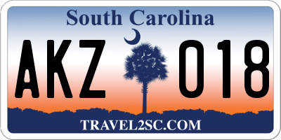 SC license plate AKZ018