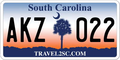 SC license plate AKZ022