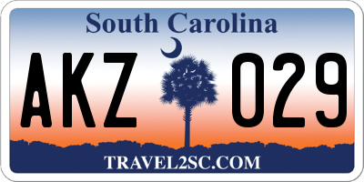 SC license plate AKZ029