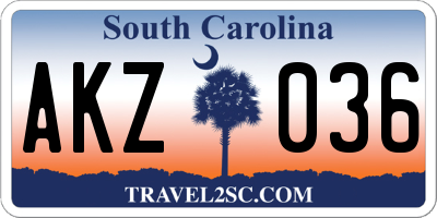 SC license plate AKZ036