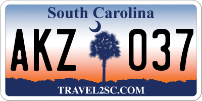 SC license plate AKZ037