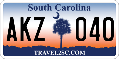 SC license plate AKZ040