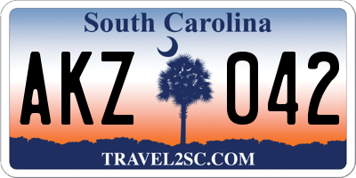 SC license plate AKZ042
