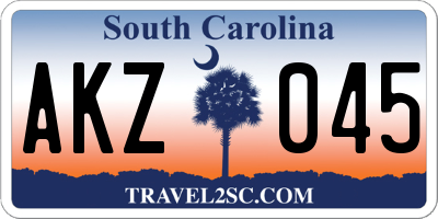 SC license plate AKZ045