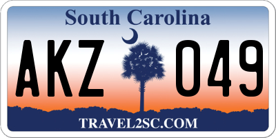 SC license plate AKZ049