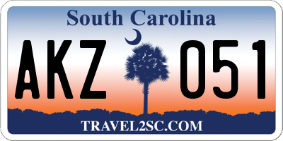 SC license plate AKZ051