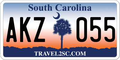 SC license plate AKZ055