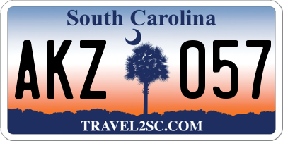 SC license plate AKZ057