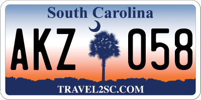 SC license plate AKZ058