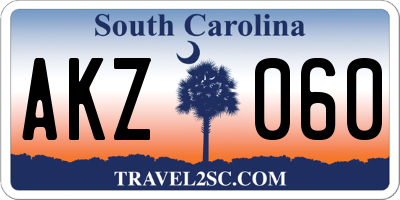 SC license plate AKZ060