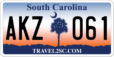 SC license plate AKZ061