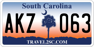 SC license plate AKZ063