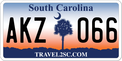 SC license plate AKZ066