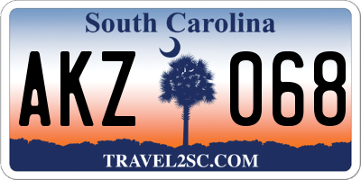 SC license plate AKZ068