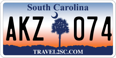 SC license plate AKZ074