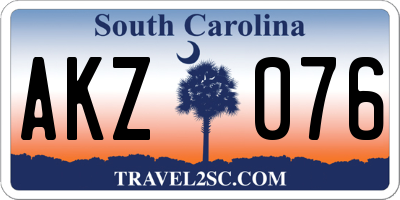 SC license plate AKZ076