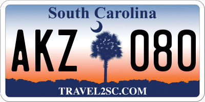 SC license plate AKZ080