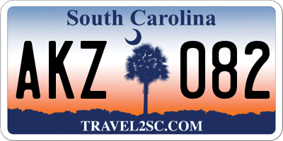SC license plate AKZ082