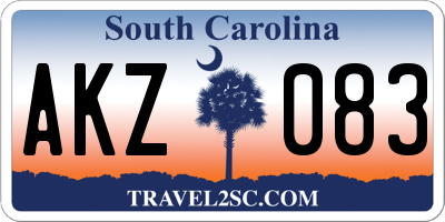 SC license plate AKZ083
