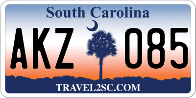 SC license plate AKZ085