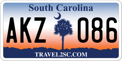 SC license plate AKZ086