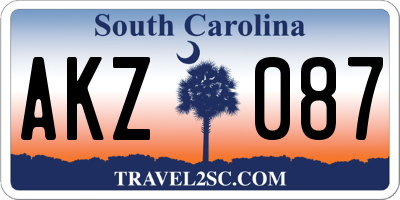 SC license plate AKZ087