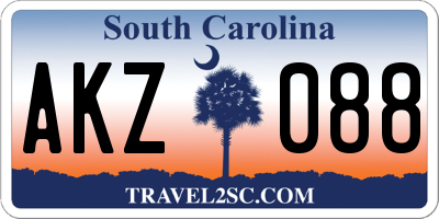 SC license plate AKZ088