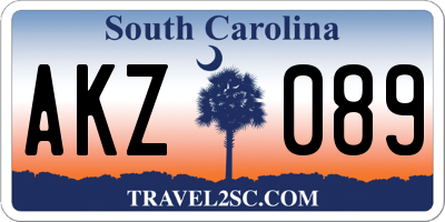 SC license plate AKZ089