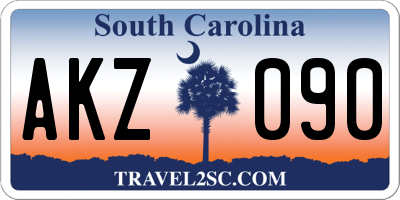 SC license plate AKZ090