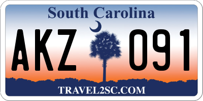 SC license plate AKZ091