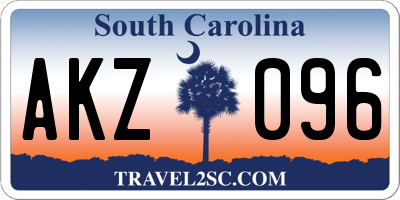SC license plate AKZ096