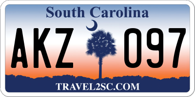 SC license plate AKZ097