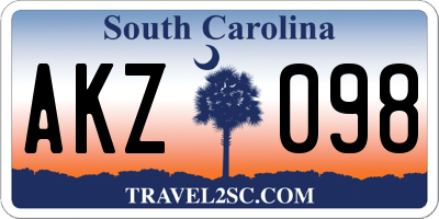 SC license plate AKZ098