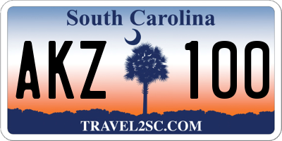 SC license plate AKZ100