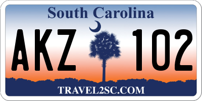 SC license plate AKZ102