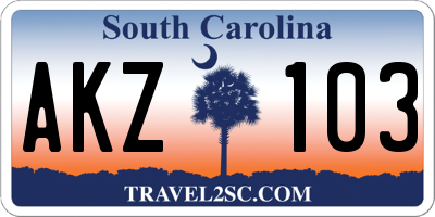 SC license plate AKZ103
