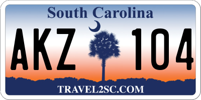 SC license plate AKZ104