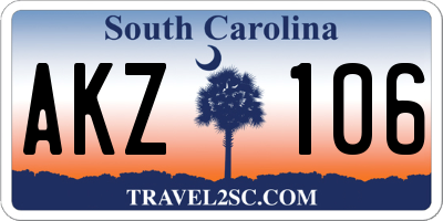 SC license plate AKZ106