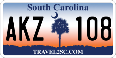 SC license plate AKZ108