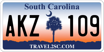SC license plate AKZ109