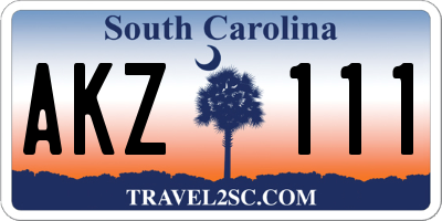 SC license plate AKZ111