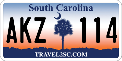 SC license plate AKZ114