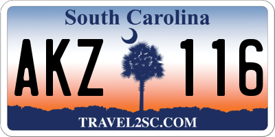 SC license plate AKZ116
