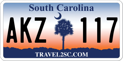 SC license plate AKZ117