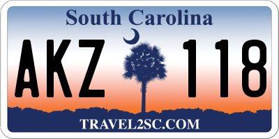 SC license plate AKZ118