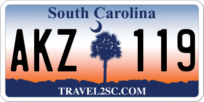 SC license plate AKZ119